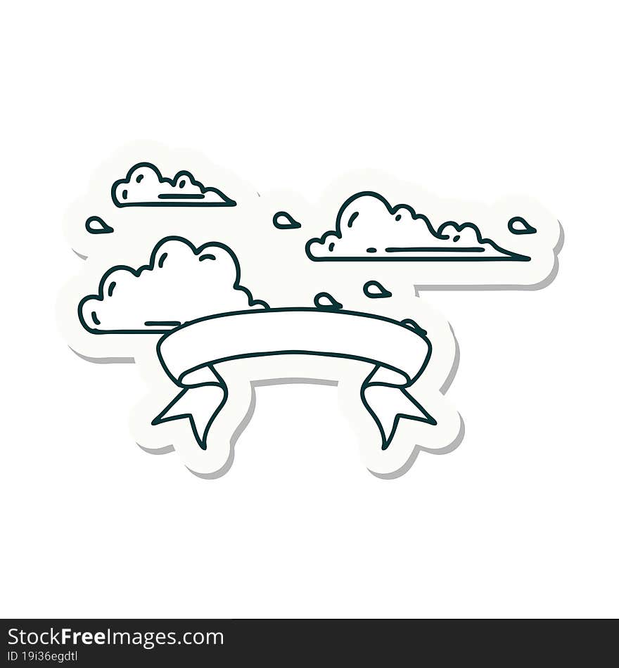 Sticker Of Tattoo Style Floating Clouds