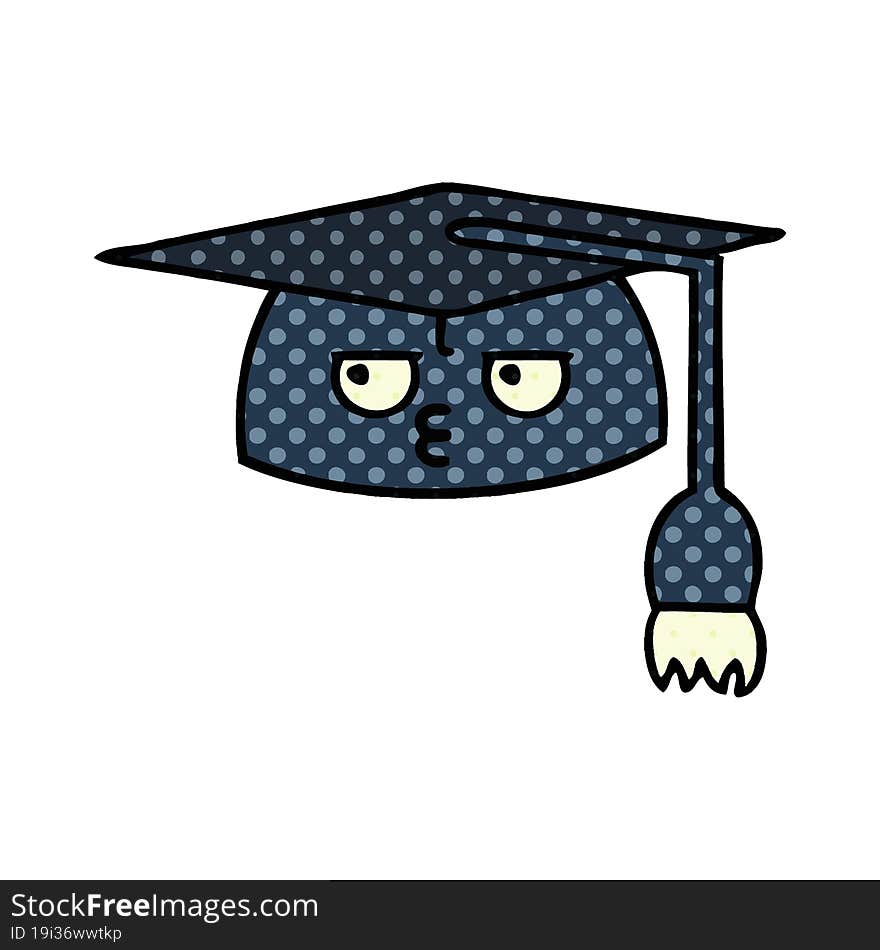 comic book style cartoon graduation hat