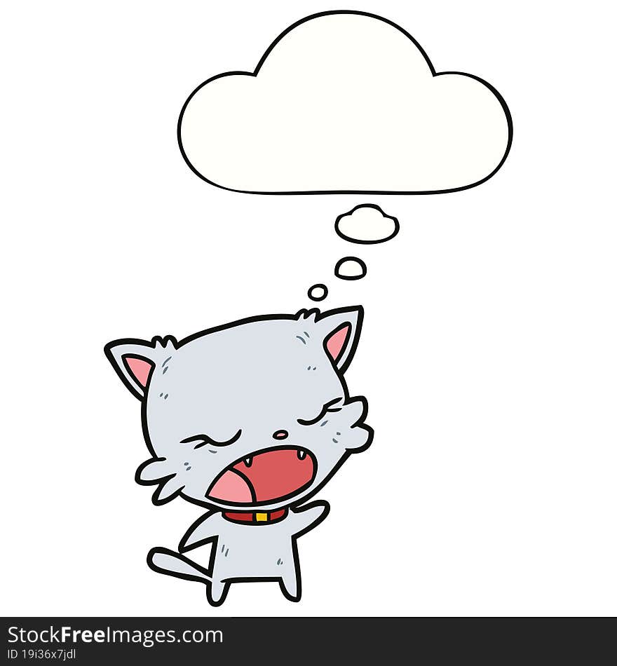 Cartoon Cat Talking And Thought Bubble