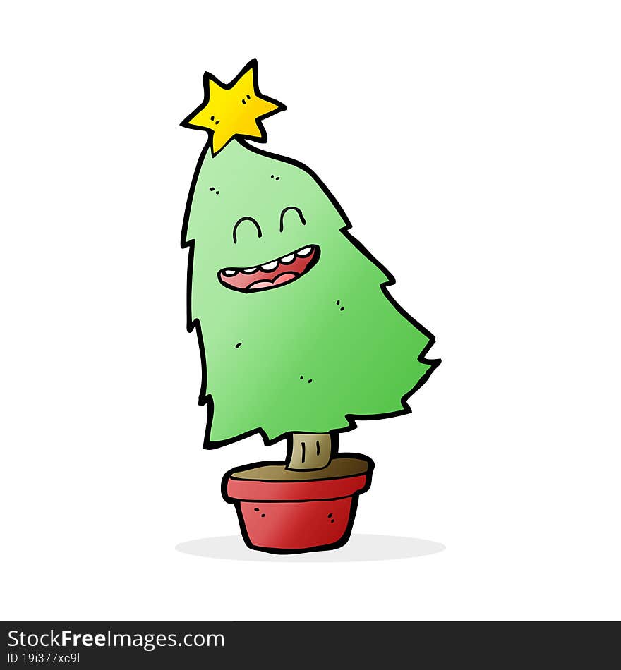 cartoon dancing christmas tree