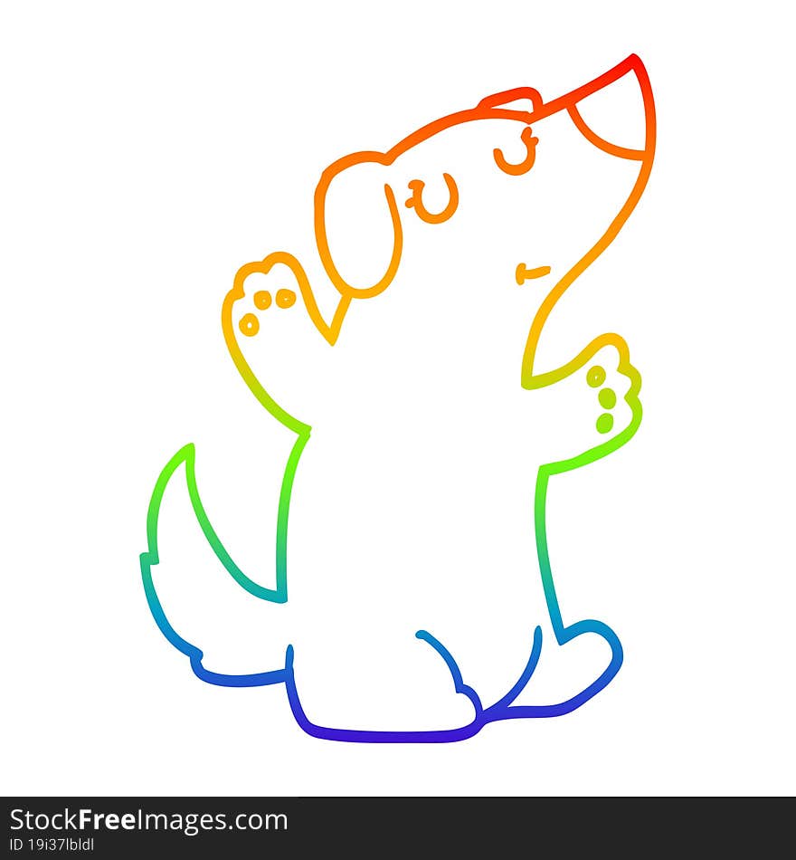 rainbow gradient line drawing of a cartoon dog