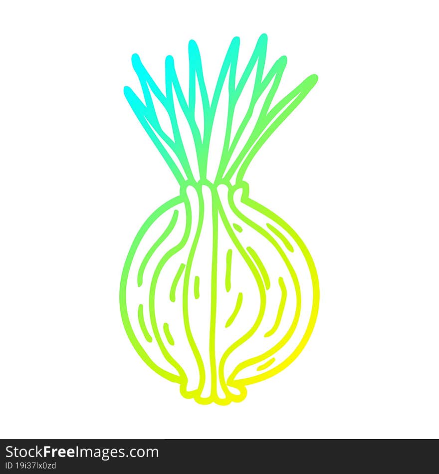 cold gradient line drawing of a cartoon sprouting onion