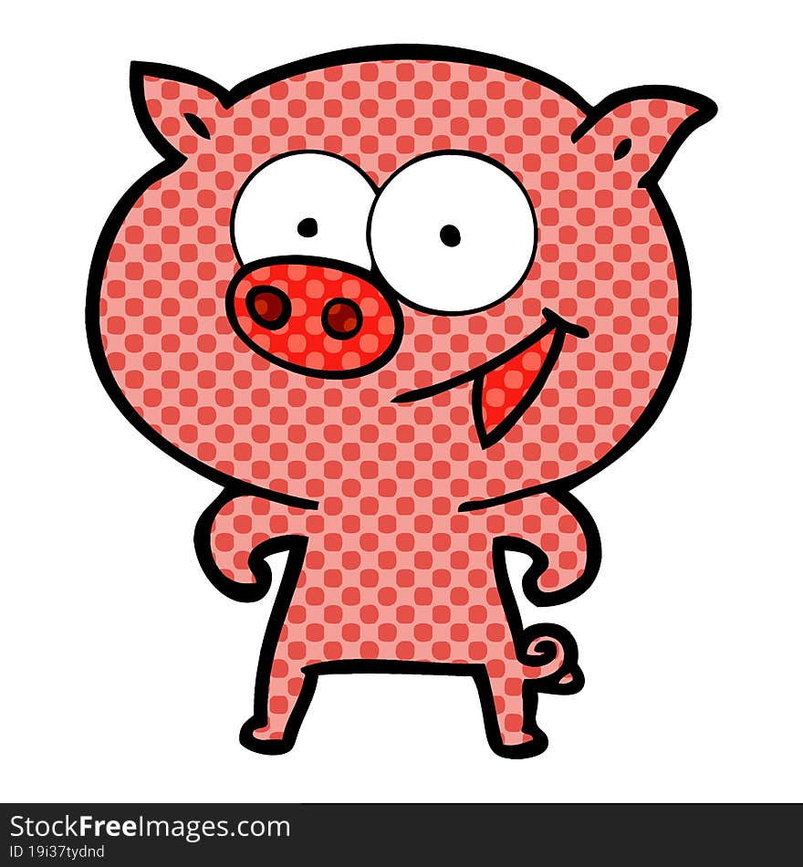 cheerful pig cartoon. cheerful pig cartoon