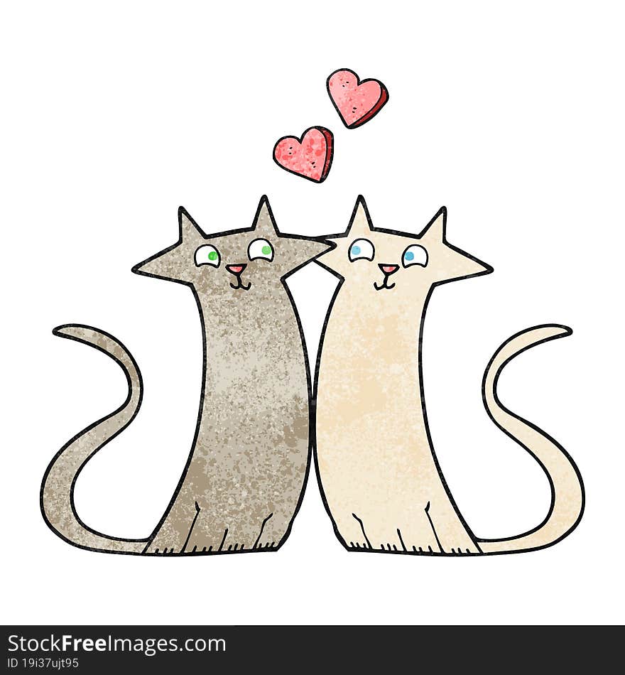 textured cartoon cats in love