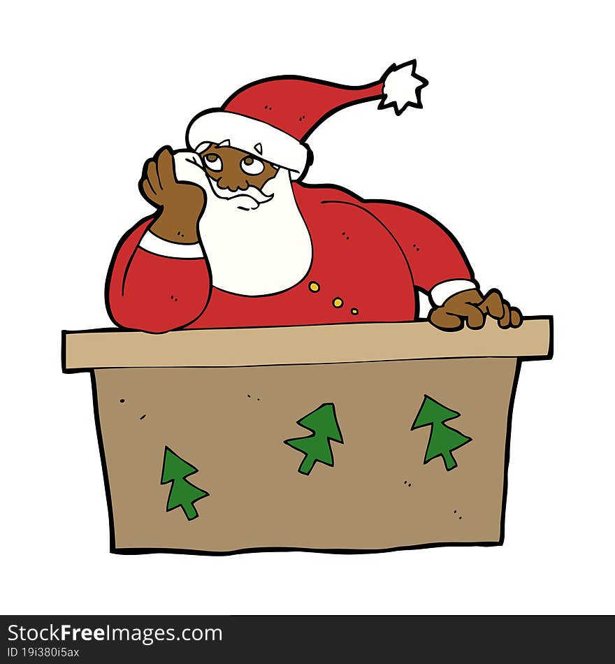 cartoon bored santa claus