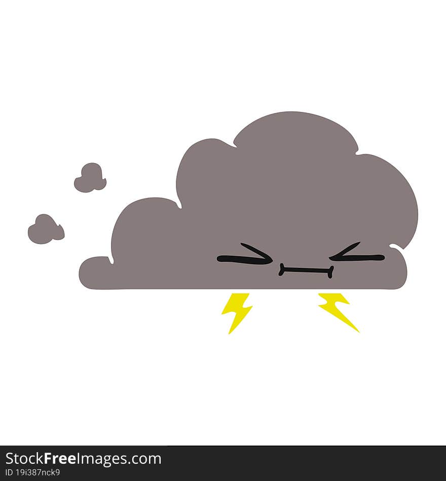 Cartoon Of A Grumpy Lightening Cloud