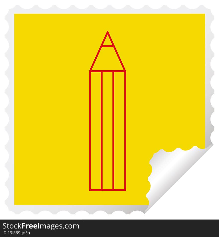 pencil vector illustration square peeling sticker. pencil vector illustration square peeling sticker