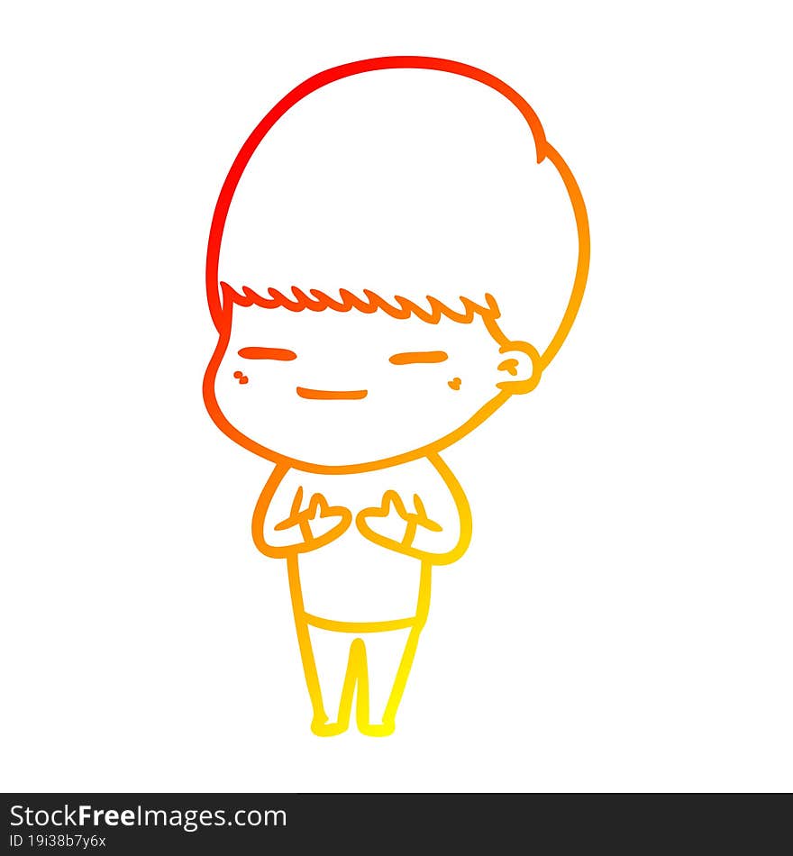 Warm Gradient Line Drawing Cartoon Smug Boy