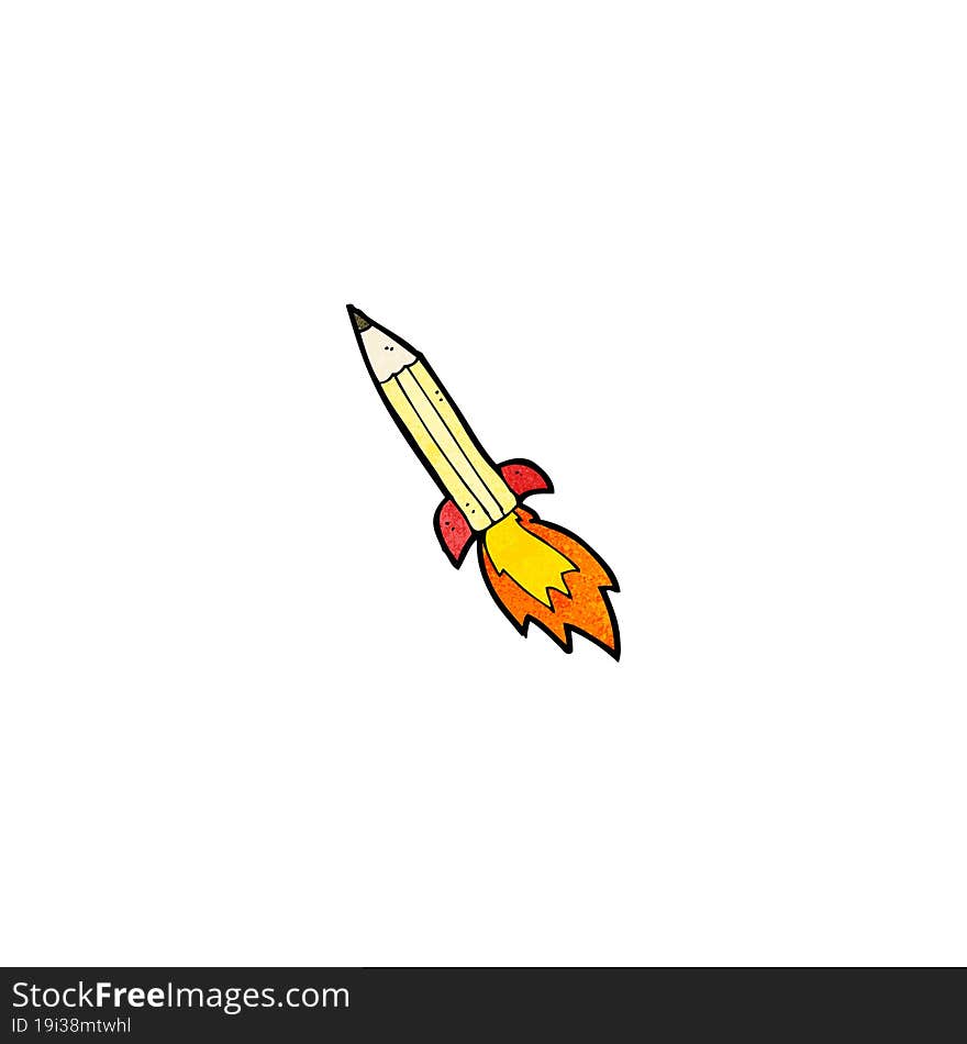 cartoon rocket pencil