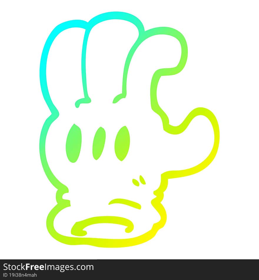 cold gradient line drawing of a cartoon glove hand