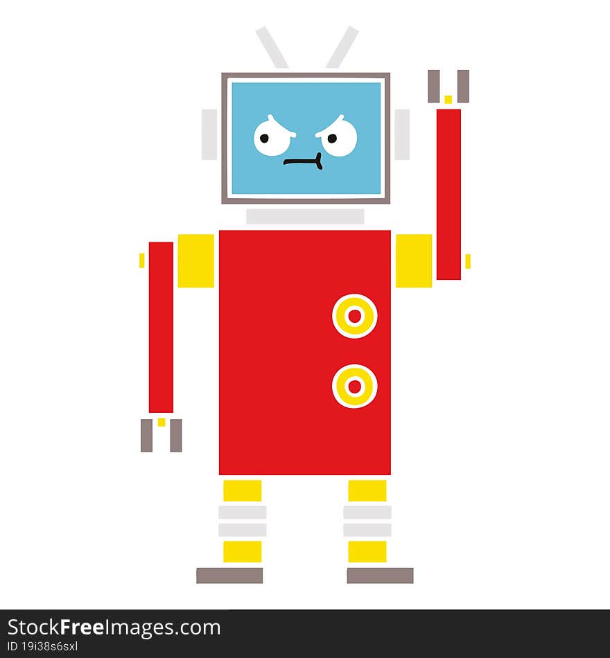 flat color retro cartoon of a robot