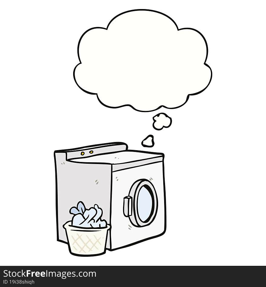 cartoon washing machine and thought bubble