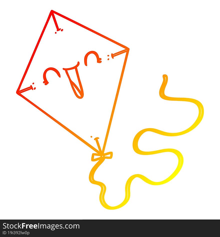 warm gradient line drawing cartoon kite