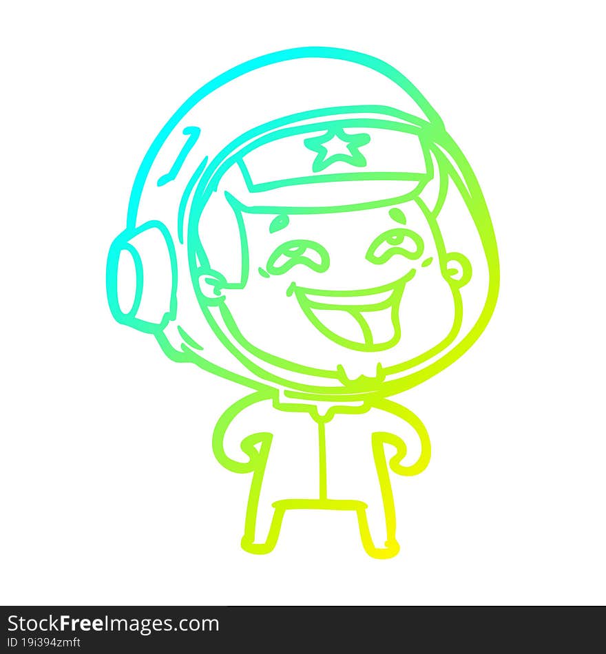 cold gradient line drawing cartoon laughing astronaut