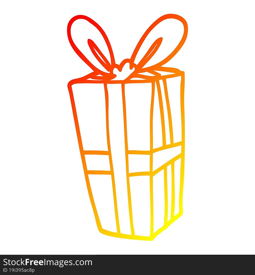 warm gradient line drawing cartoon christmas present