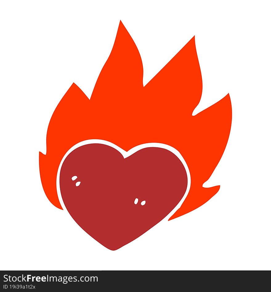 cartoon doodle flaming heart