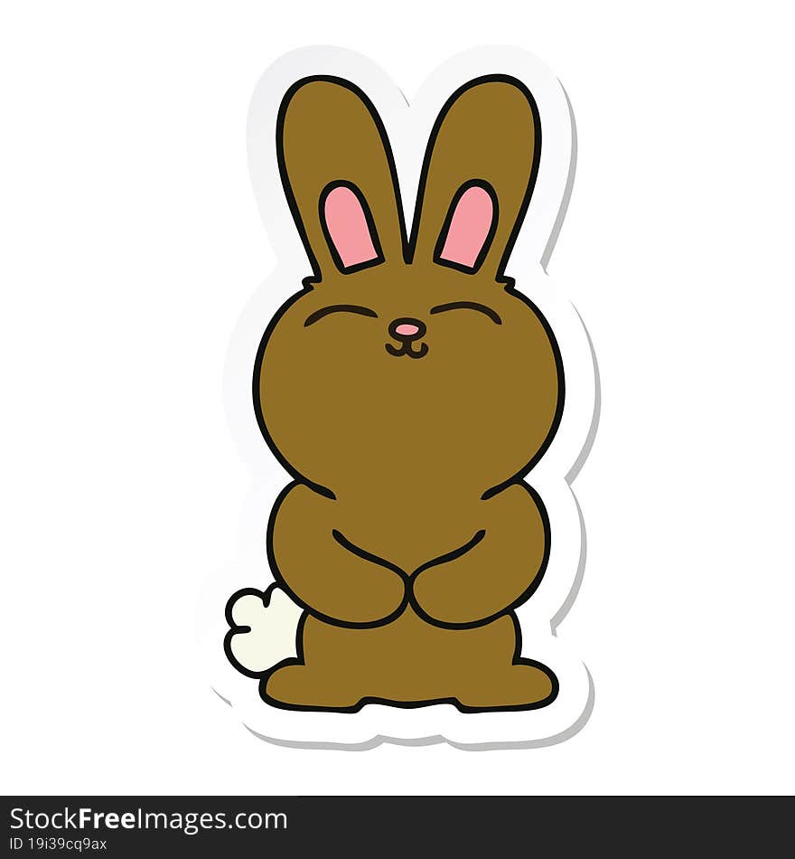 sticker of a quirky hand drawn cartoon rabbit