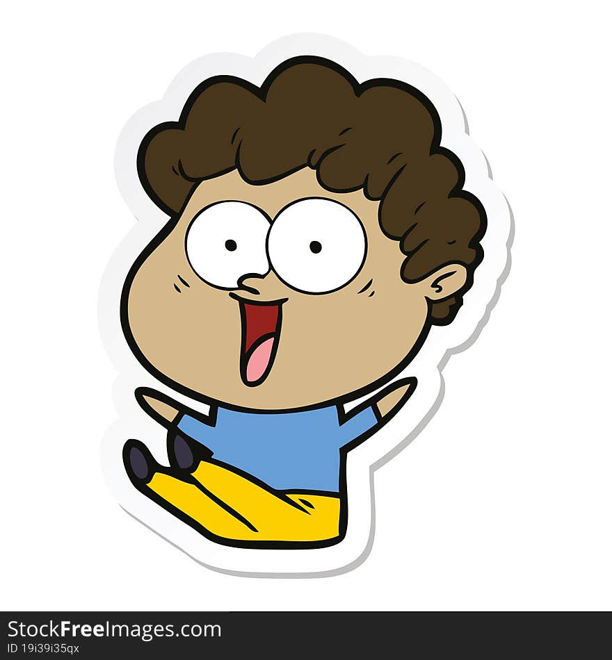 sticker of a cartoon happy man