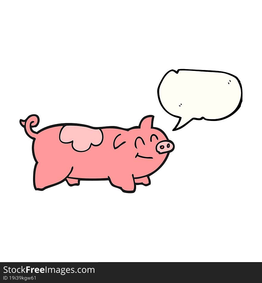 freehand drawn speech bubble cartoon pig