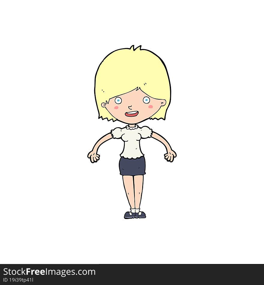 cartoon happy woman