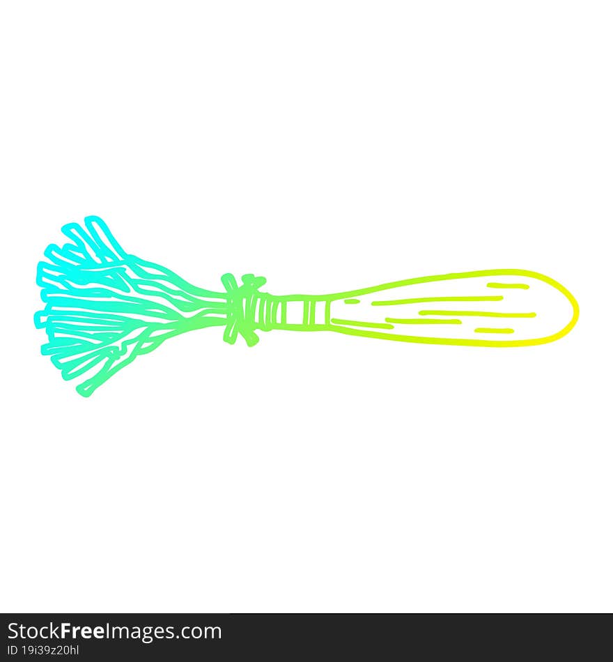 cold gradient line drawing of a cartoon magic broom