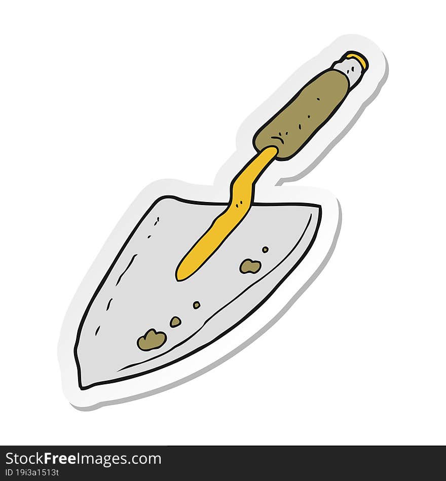 sticker of a cartoon garden trowel