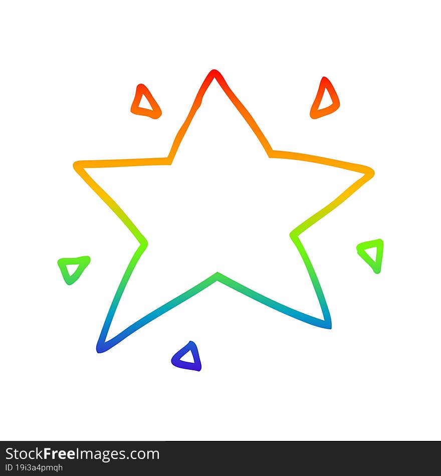 rainbow gradient line drawing cartoon star