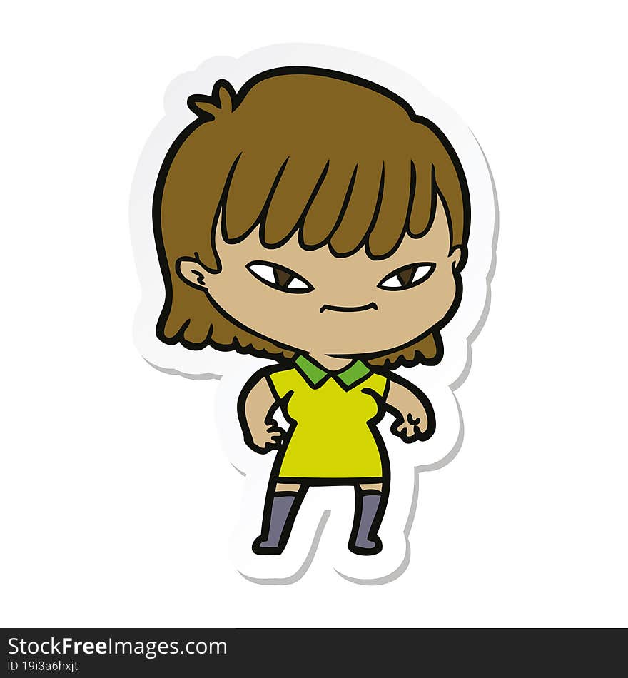 sticker of a cartoon woman