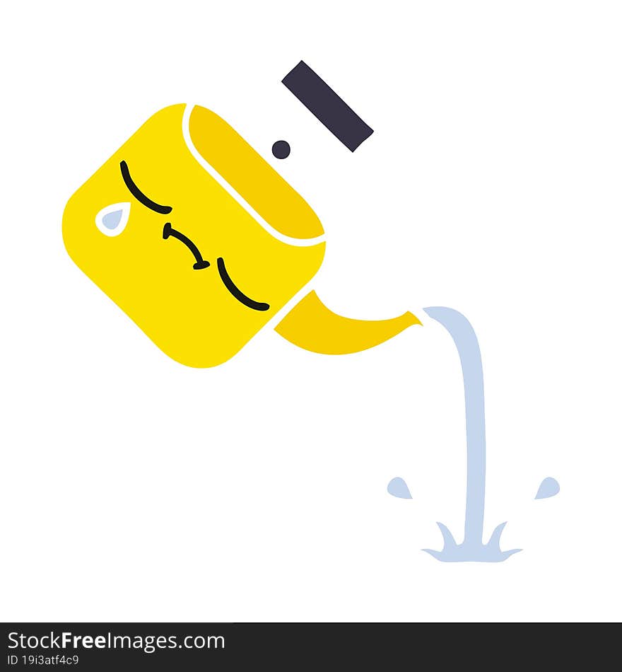 flat color retro cartoon pouring kettle