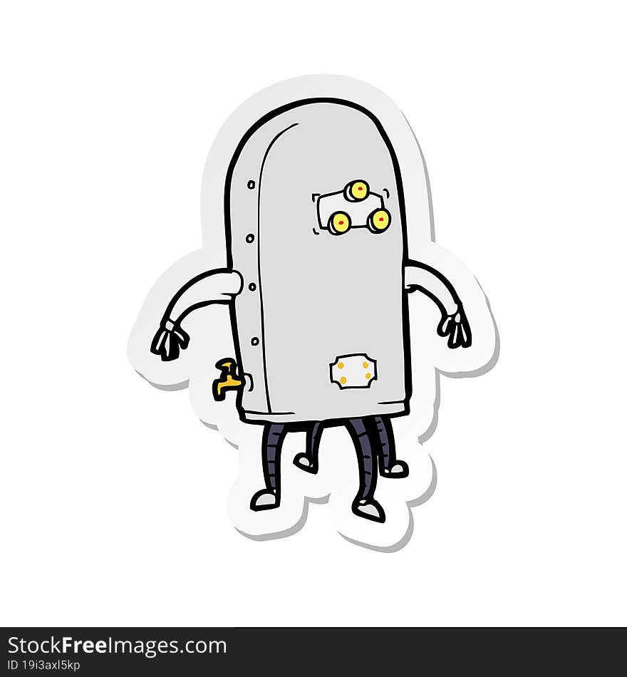 sticker of a cartoon funny robot