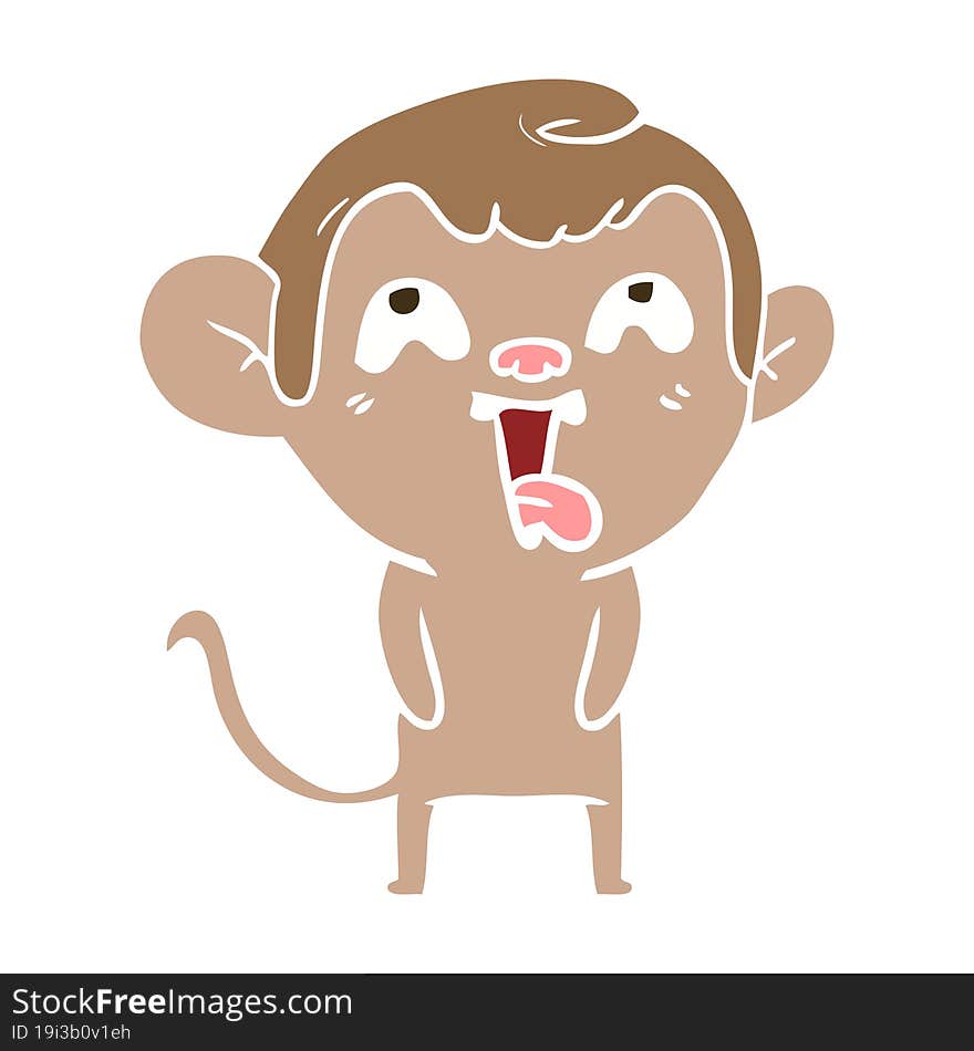 Crazy Flat Color Style Cartoon Monkey