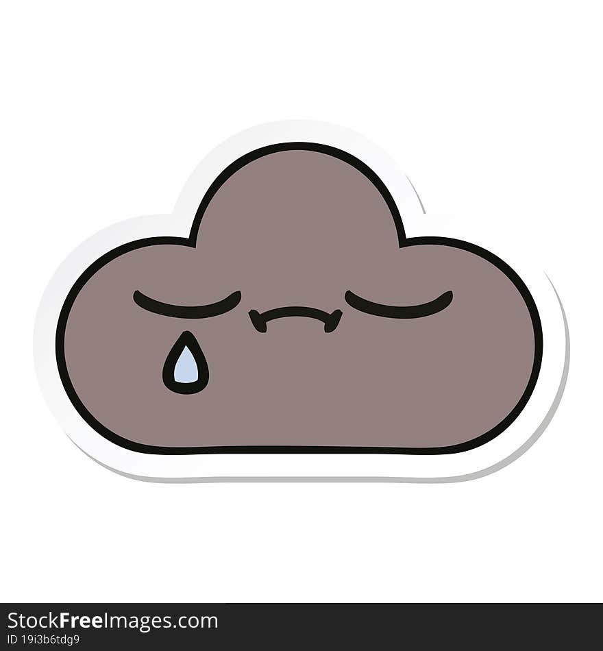 sticker of a cute cartoon storm cloud