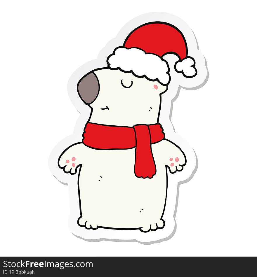 sticker of a cute cartoon christmas bear