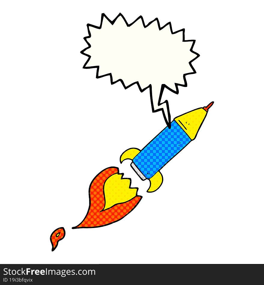 Comic Book Speech Bubble Cartoon Rocket