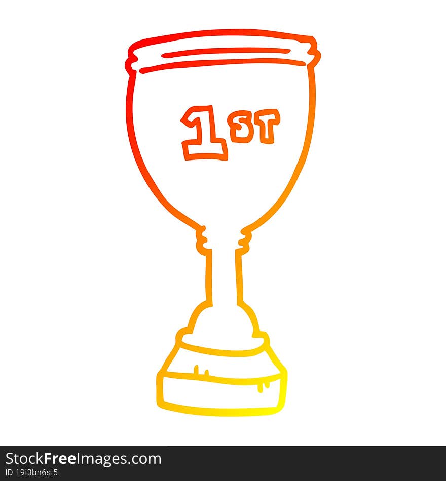 warm gradient line drawing cartoon sports trophy