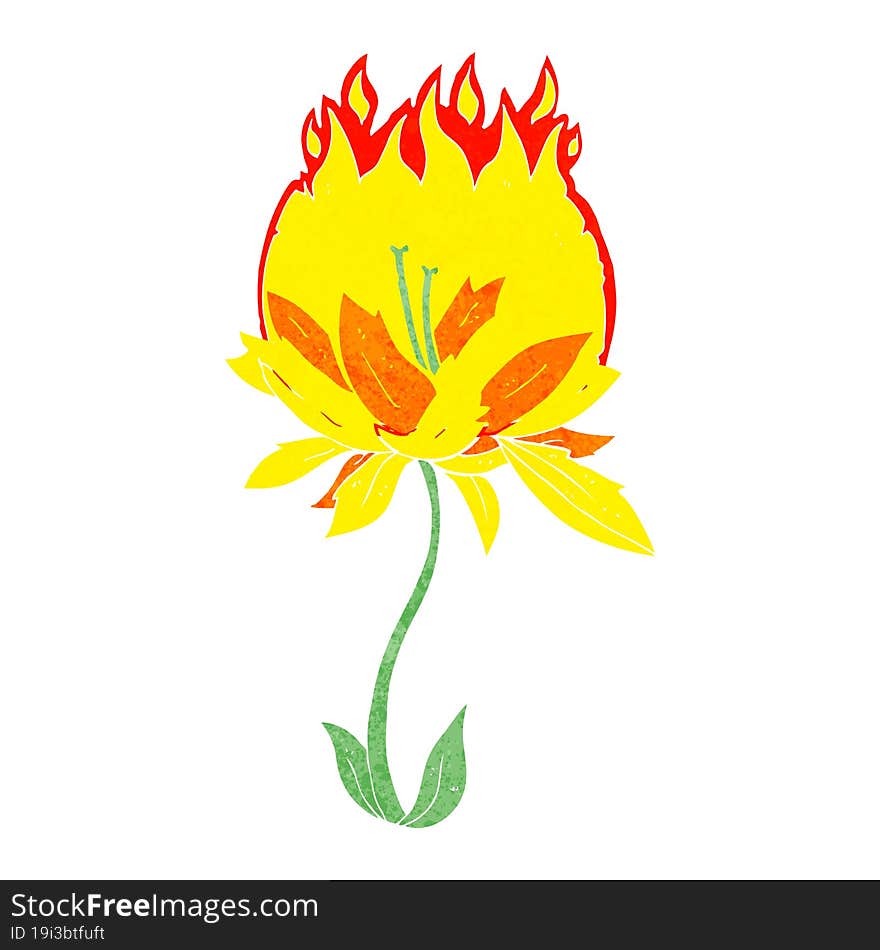 cartoon burning flower