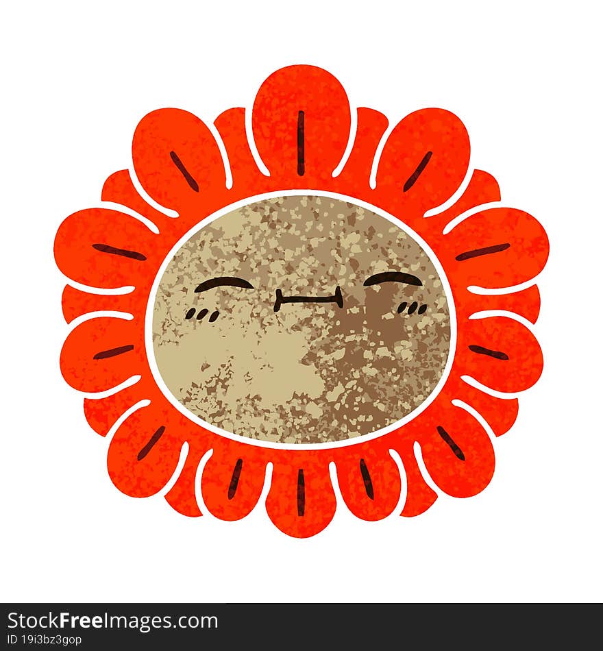 quirky retro illustration style cartoon flower