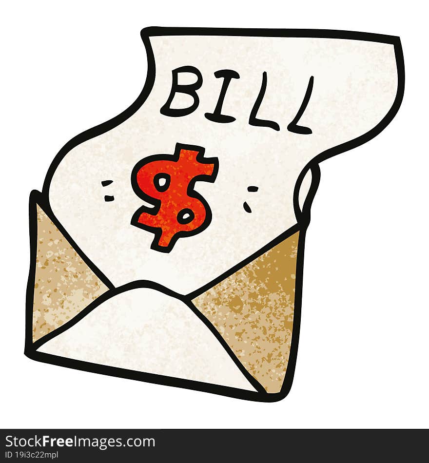 cartoon doodle bill in envelope