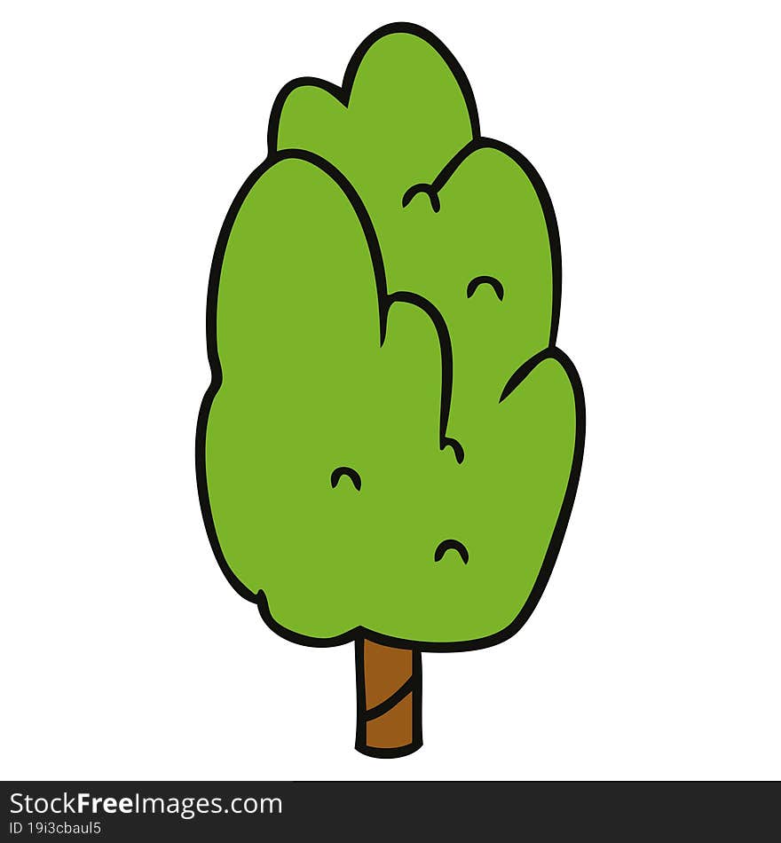 cartoon doodle single green tree