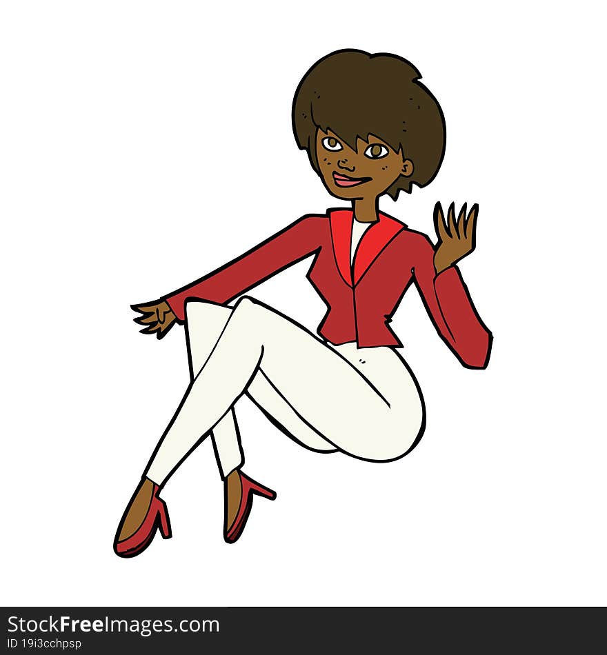 cartoon businesswoman sitting