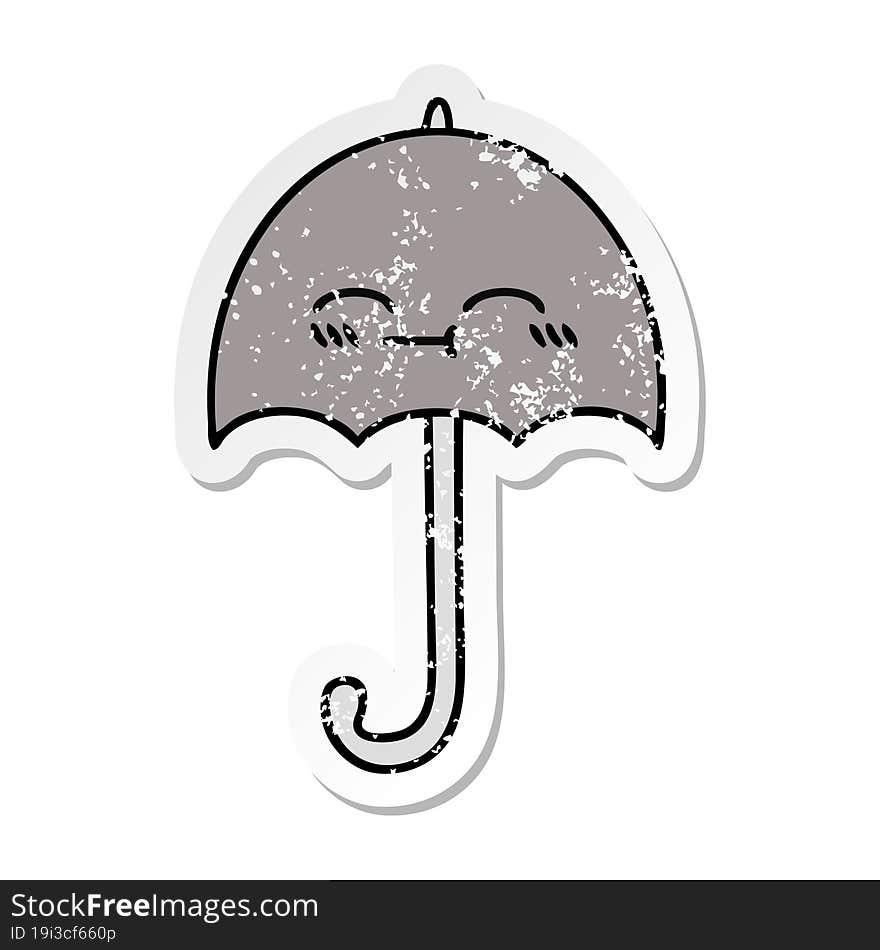 distressed sticker of a cute cartoon umbrella