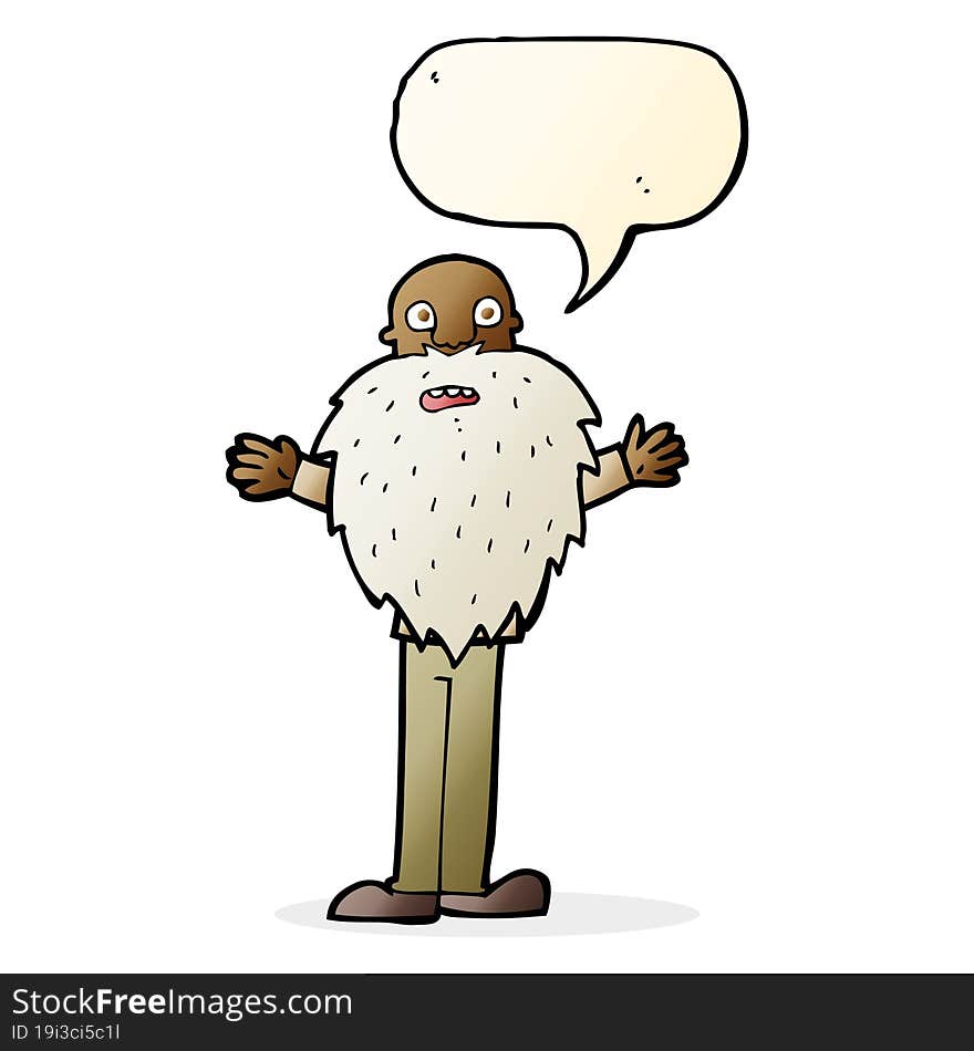 cartoon bearded old man with speech bubble