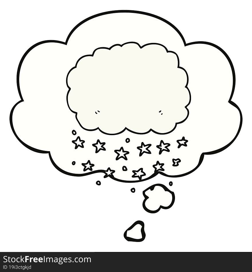 cartoon rain cloud and thought bubble