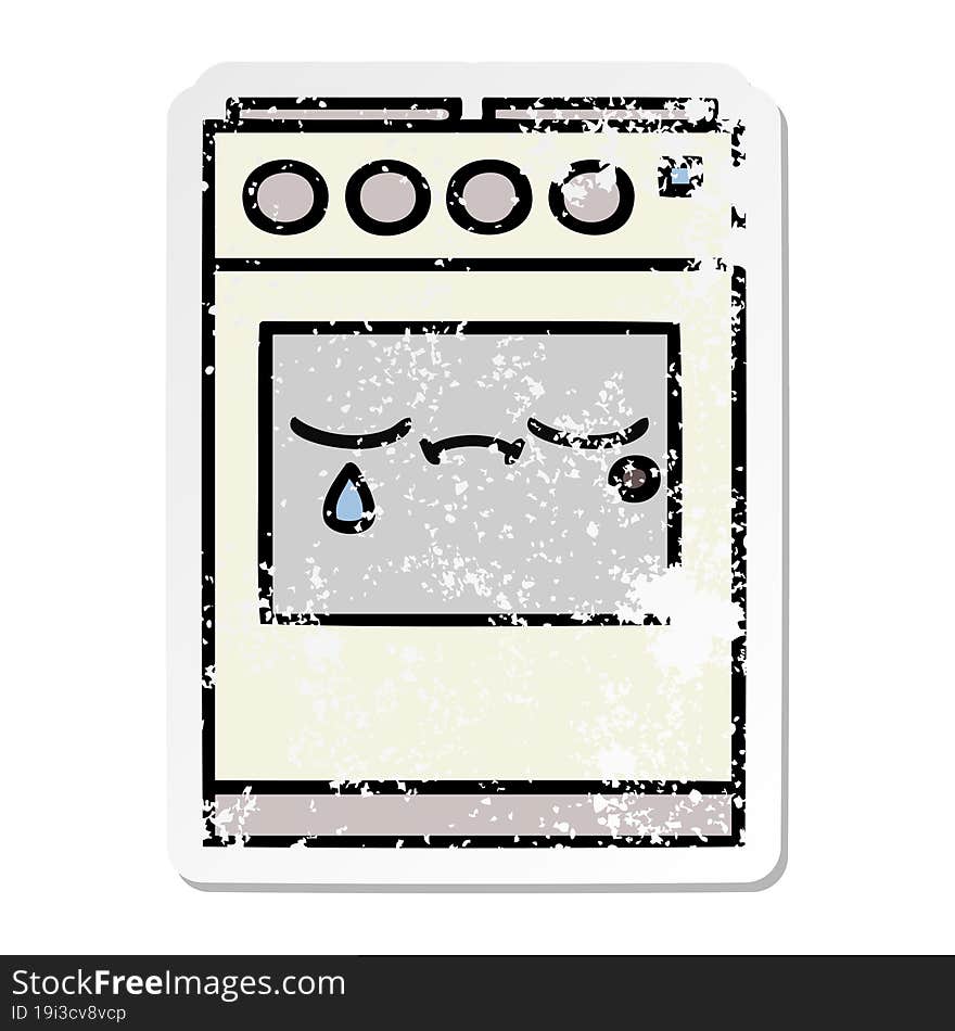 distressed sticker of a cute cartoon kitchen oven