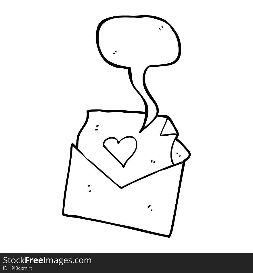 speech bubble cartoon love letter