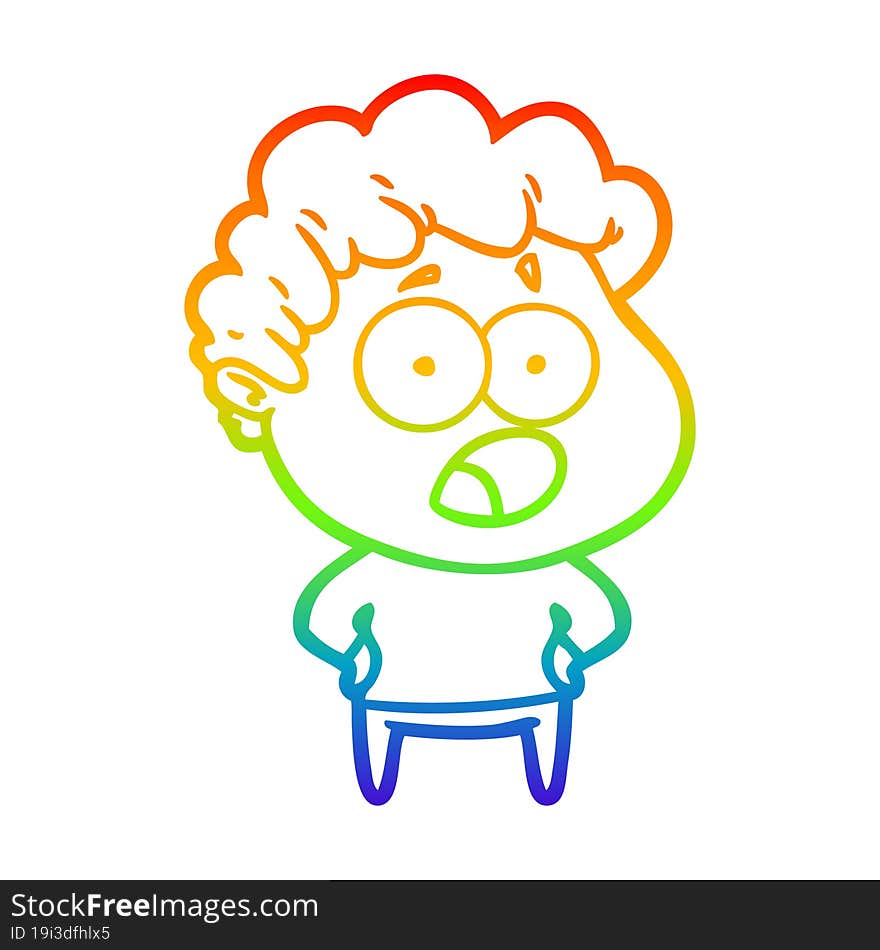 rainbow gradient line drawing cartoon shocked man