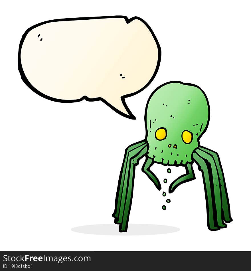 Cartoon Spooky Skull Spider With Speech Bubble