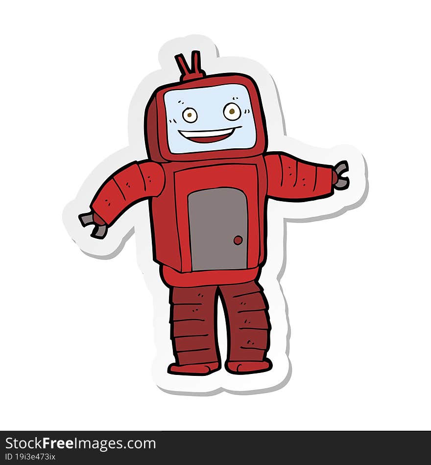 sticker of a cartoon funny robot