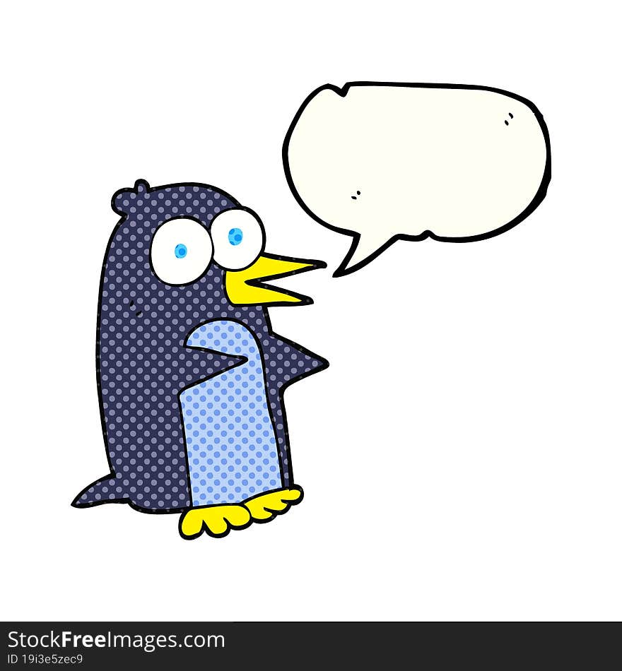 comic book speech bubble cartoon penguin