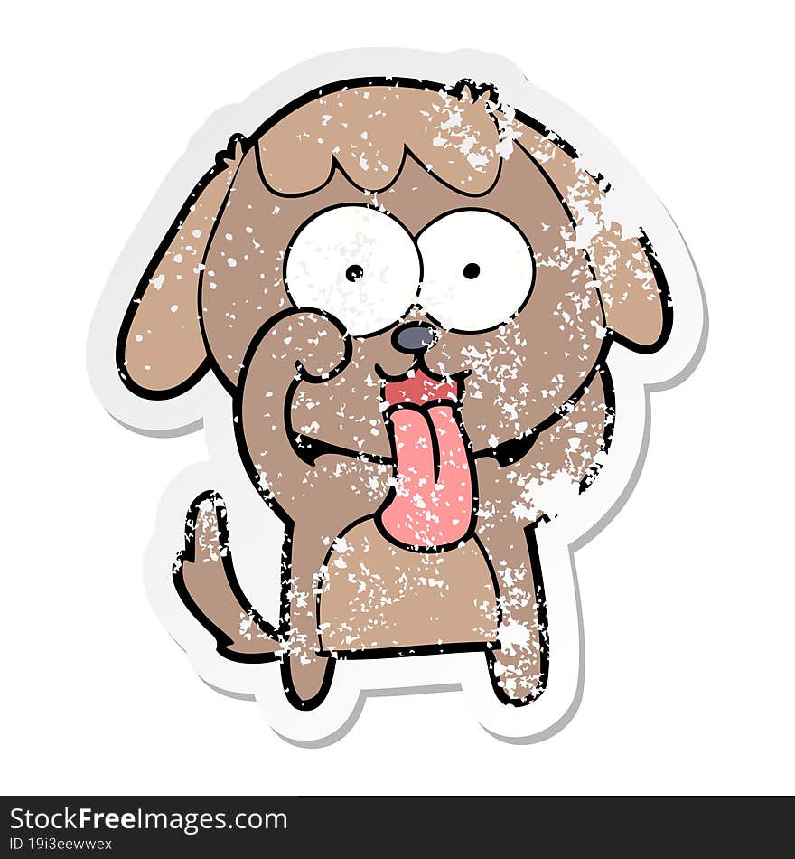 distressed sticker of a cute cartoon dog